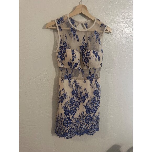 Bebe See Through Lace Mini Cocktail Dress - Picture 3 of 12